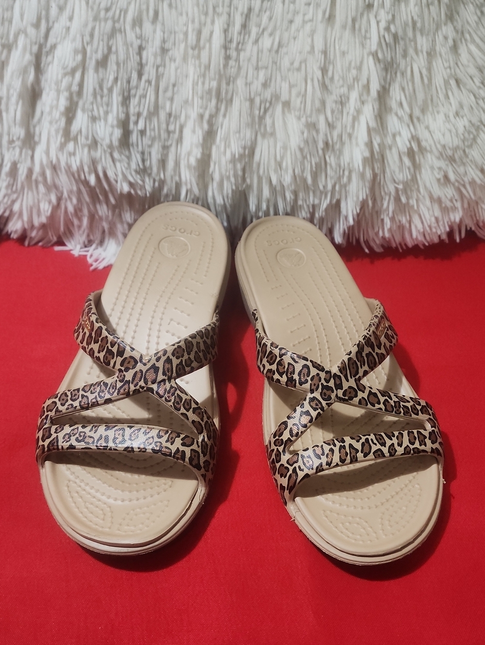 Crocs Patricia II Leopard-Print Brown And Beige Slide Sandals